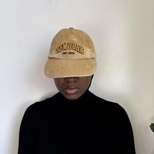 Vintage unisex New York Est. 1624 faded Mustard yellow streetwear Dad Hat
